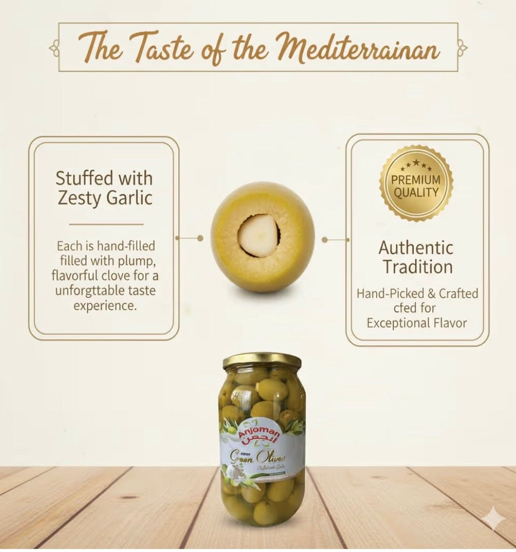 Green Olives Stuffed With Garlic 358g (Greece)